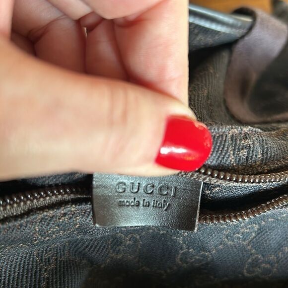 Gucci Black/Brown Collapsible Folding Travel Tote Bag Purse impeccable - Picture 11 of 17